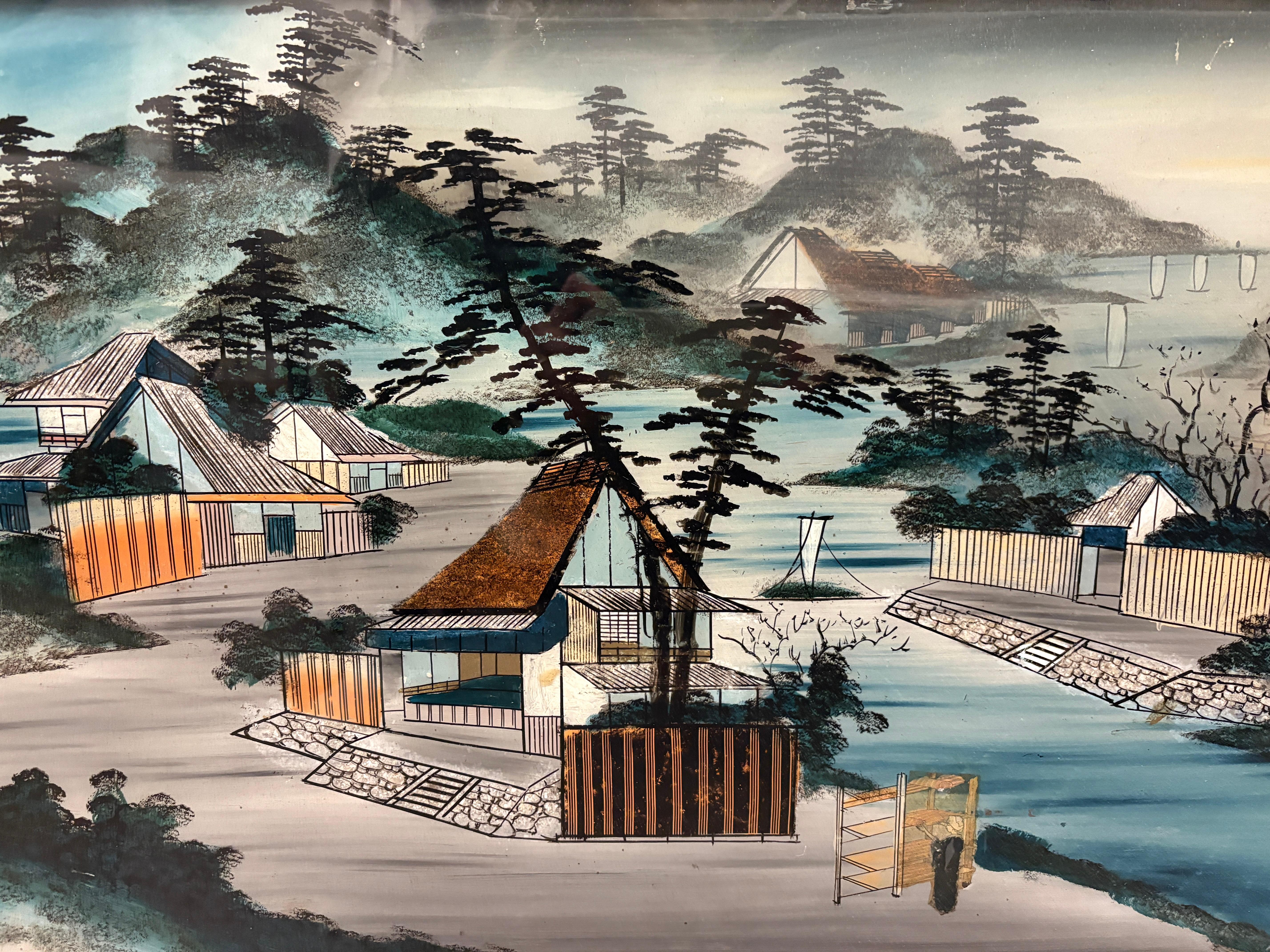 Festgelegter Boden unter Glas mit altem Dekor 
Japon
XIXe siècle 