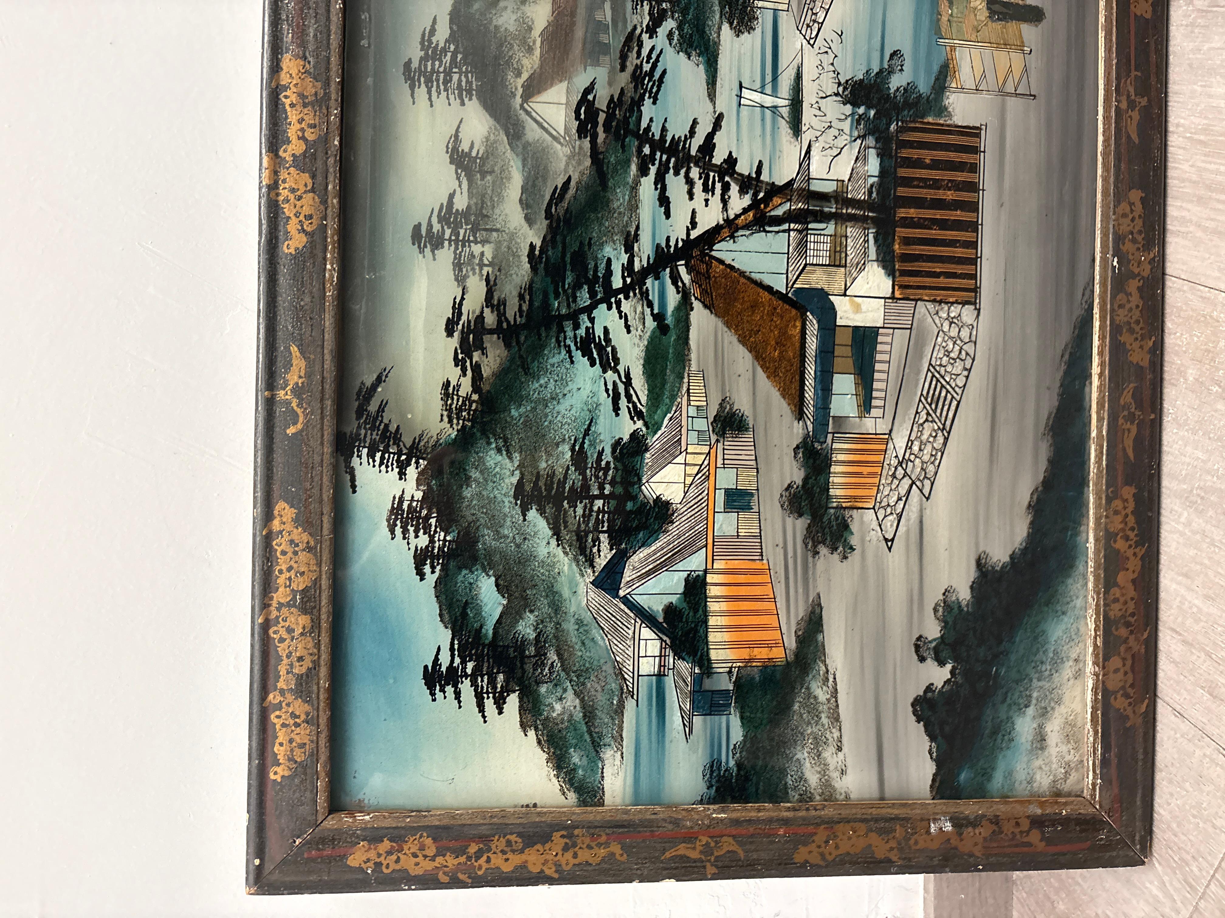 Fixé sous verre - Japon (Gemalt) im Angebot