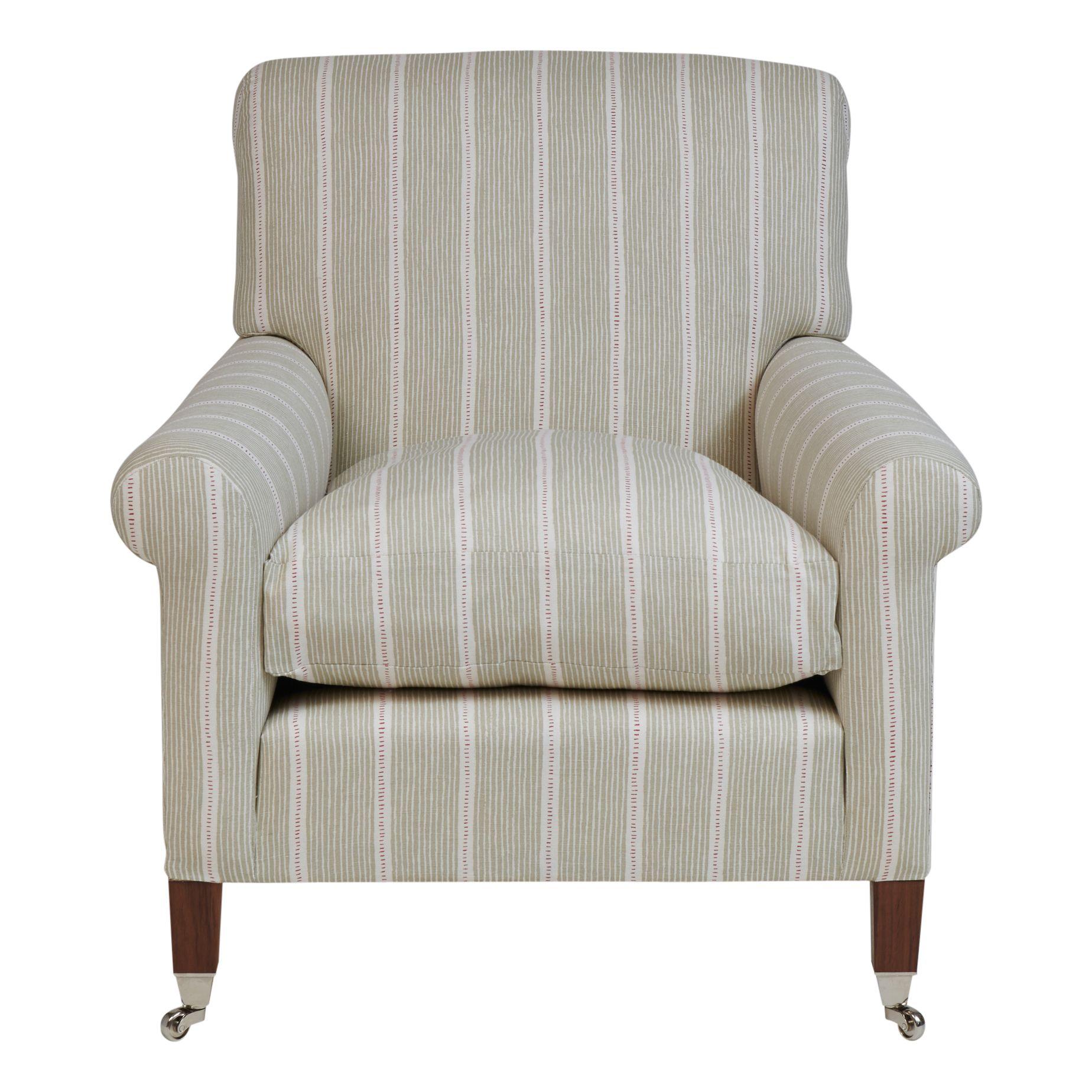 Contemporary Fixed back armchair made in traditional upholstery workshop in London For Sale