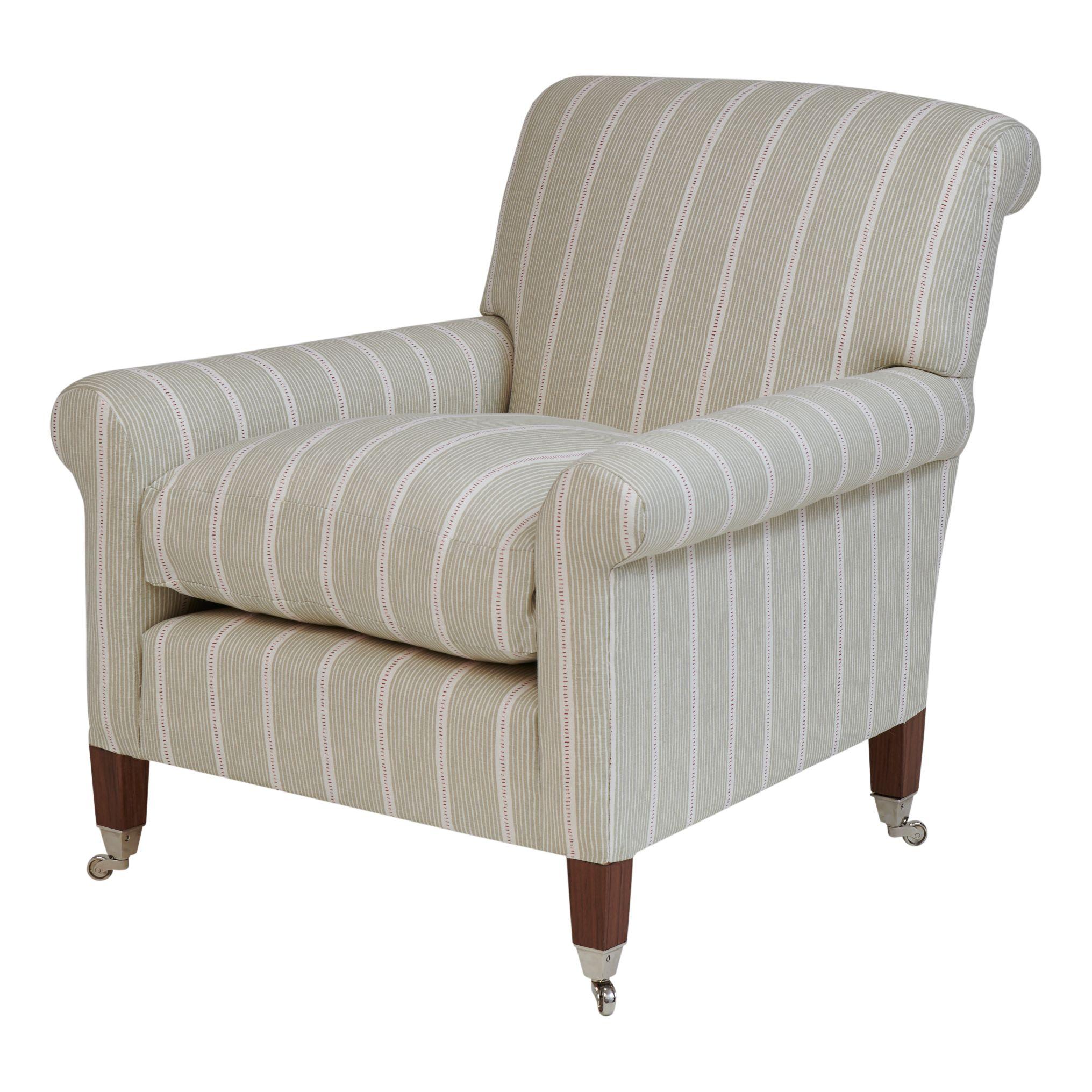 Metal Fixed back armchair made in traditional upholstery workshop in London For Sale
