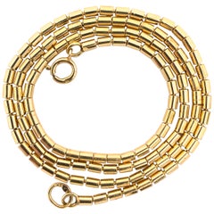 Fixed Bead Tube or Bar Chain in Yellow Gold, circa 1970