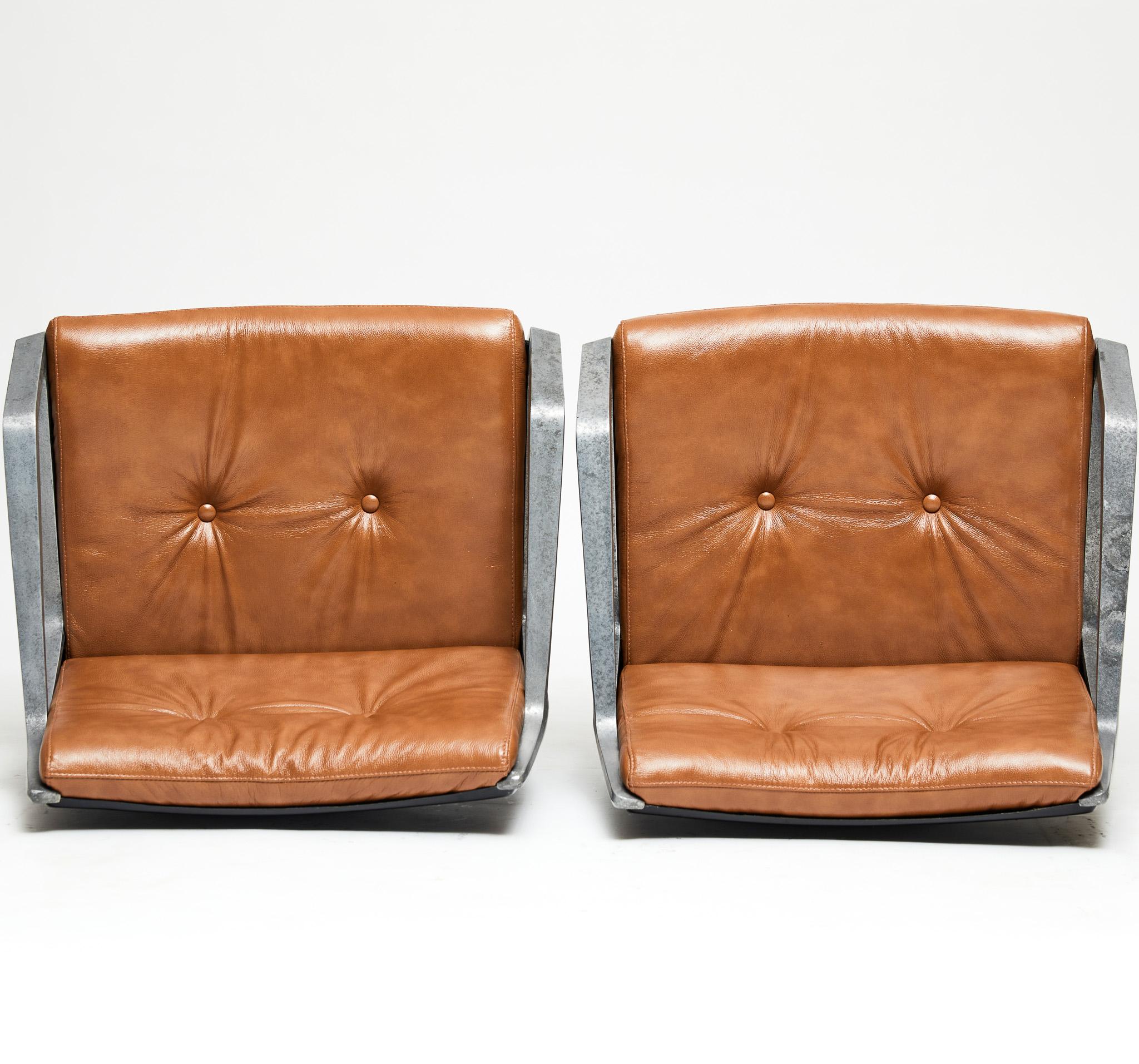 Mid-Century Modern Armchairs in Aluminum & Brown Leather. Jorge Zalszupin Brazil 5