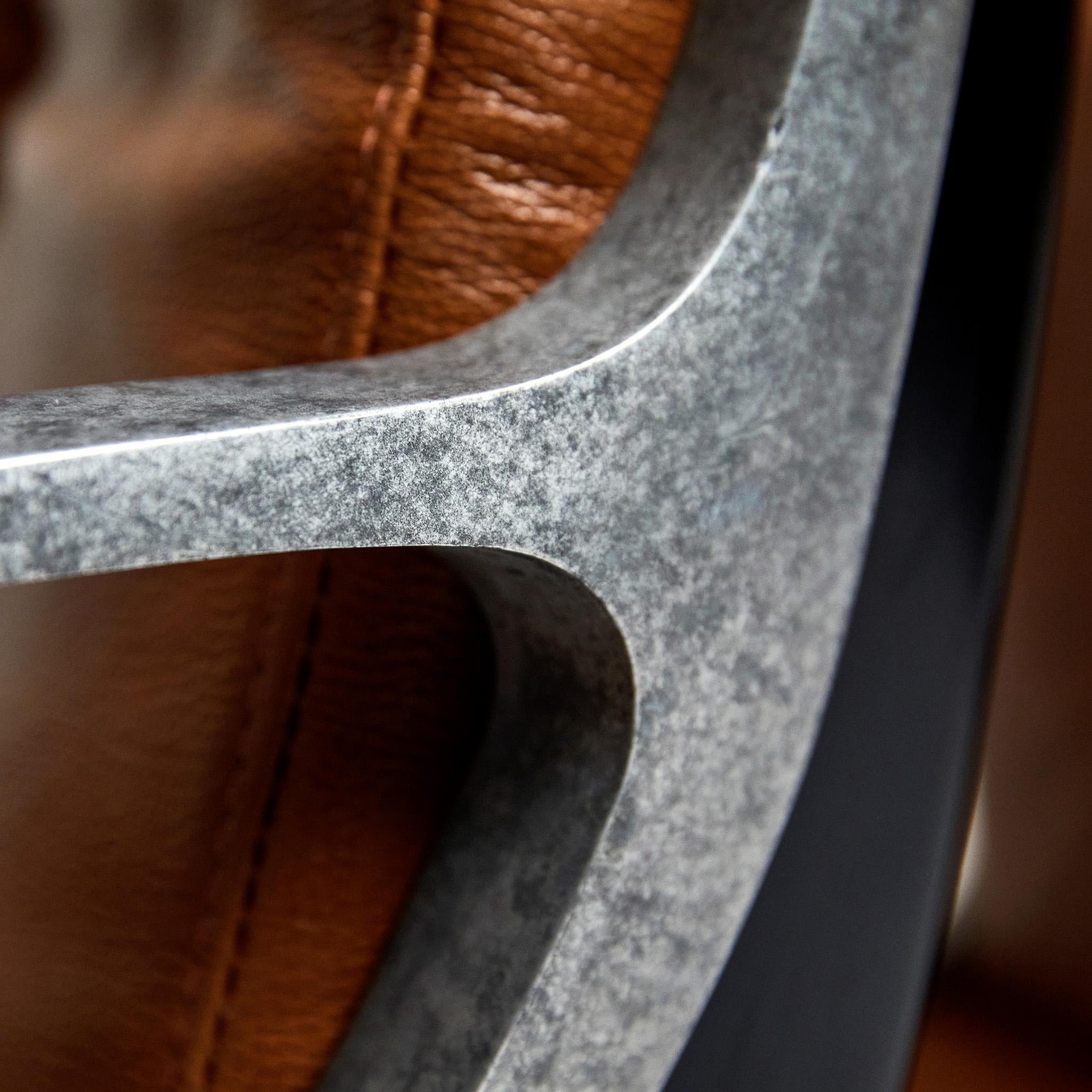 Mid-Century Modern Armchairs in Aluminum & Brown Leather. Jorge Zalszupin Brazil 6