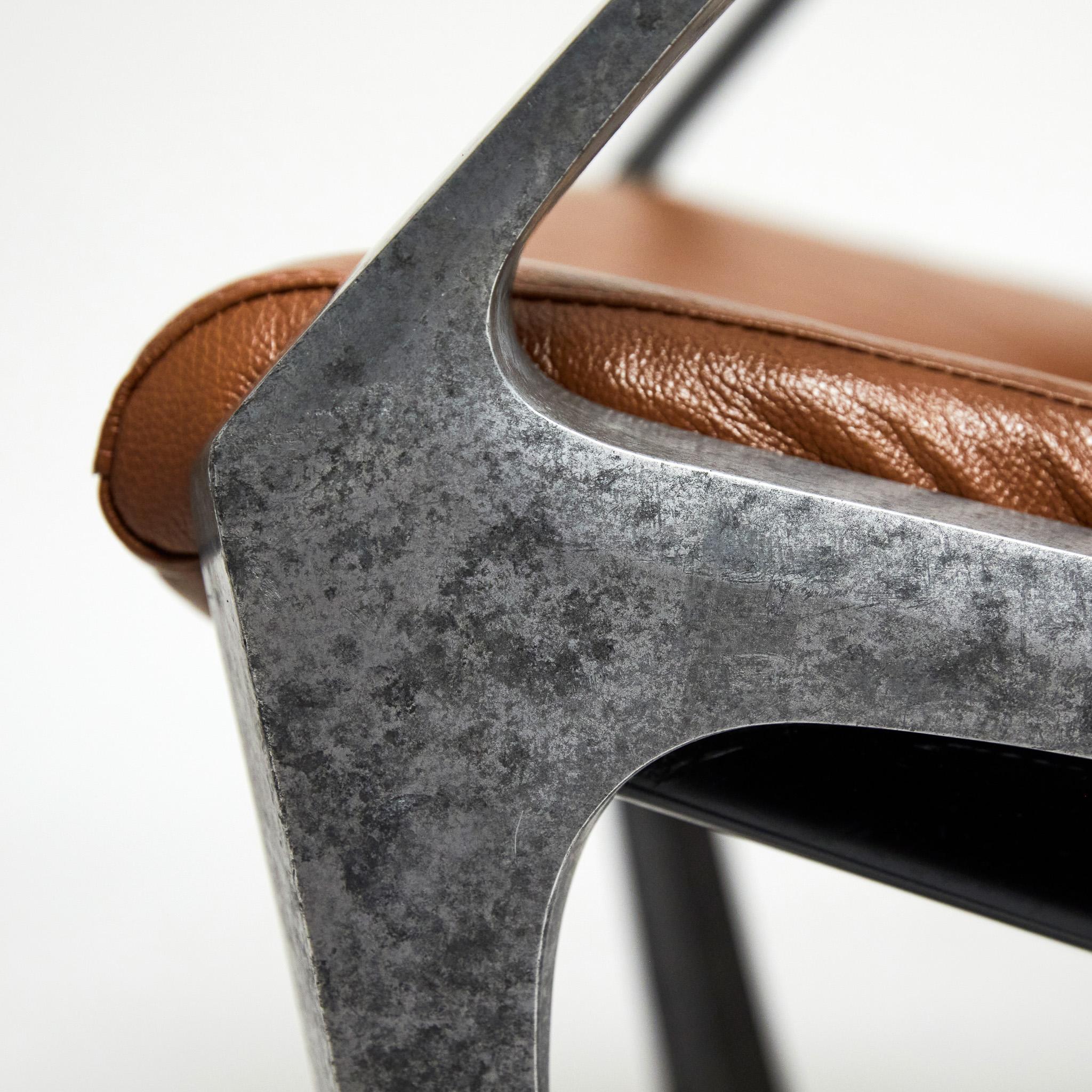 Mid-Century Modern Armchairs in Aluminum & Brown Leather. Jorge Zalszupin Brazil 7