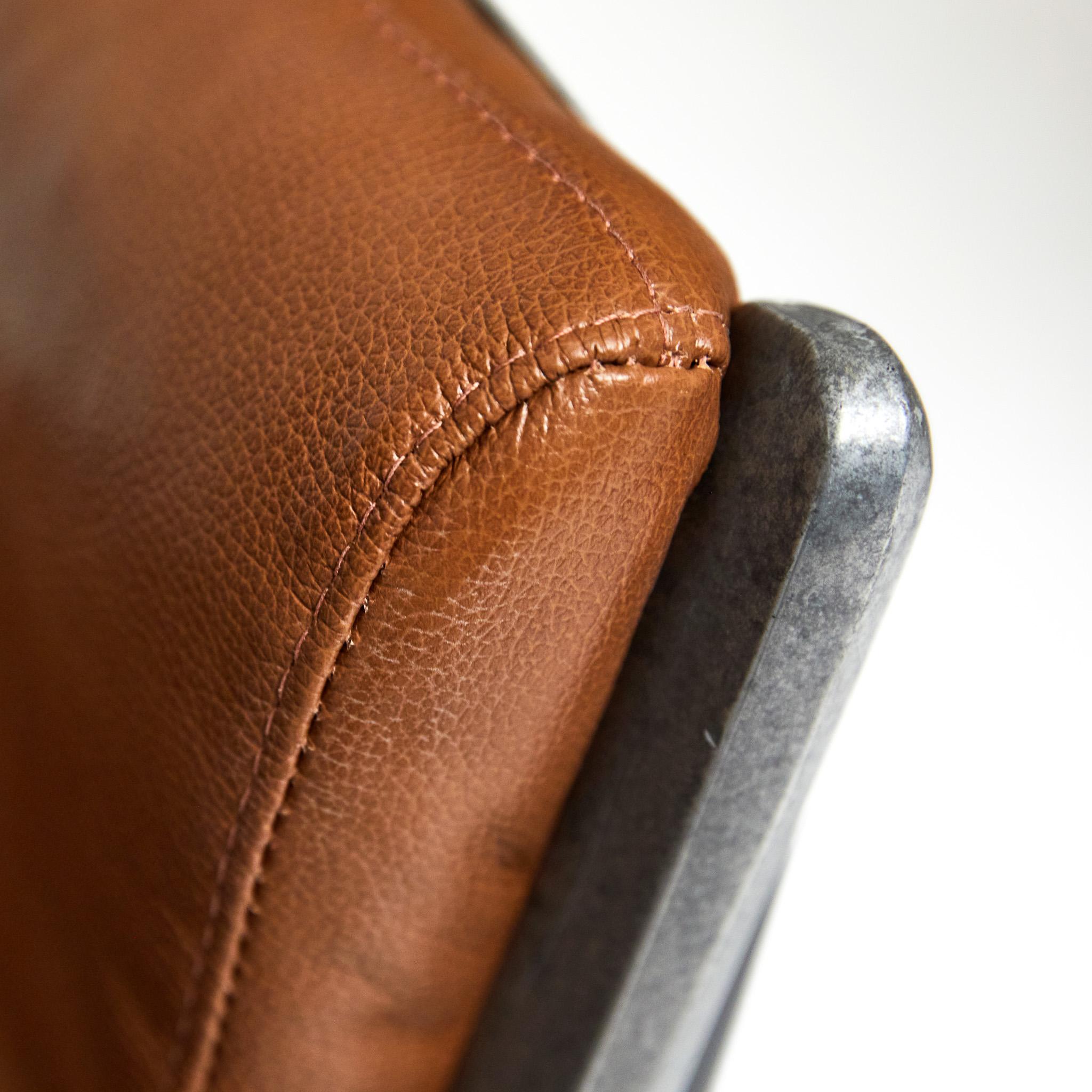 Mid-Century Modern Armchairs in Aluminum & Brown Leather. Jorge Zalszupin Brazil 9