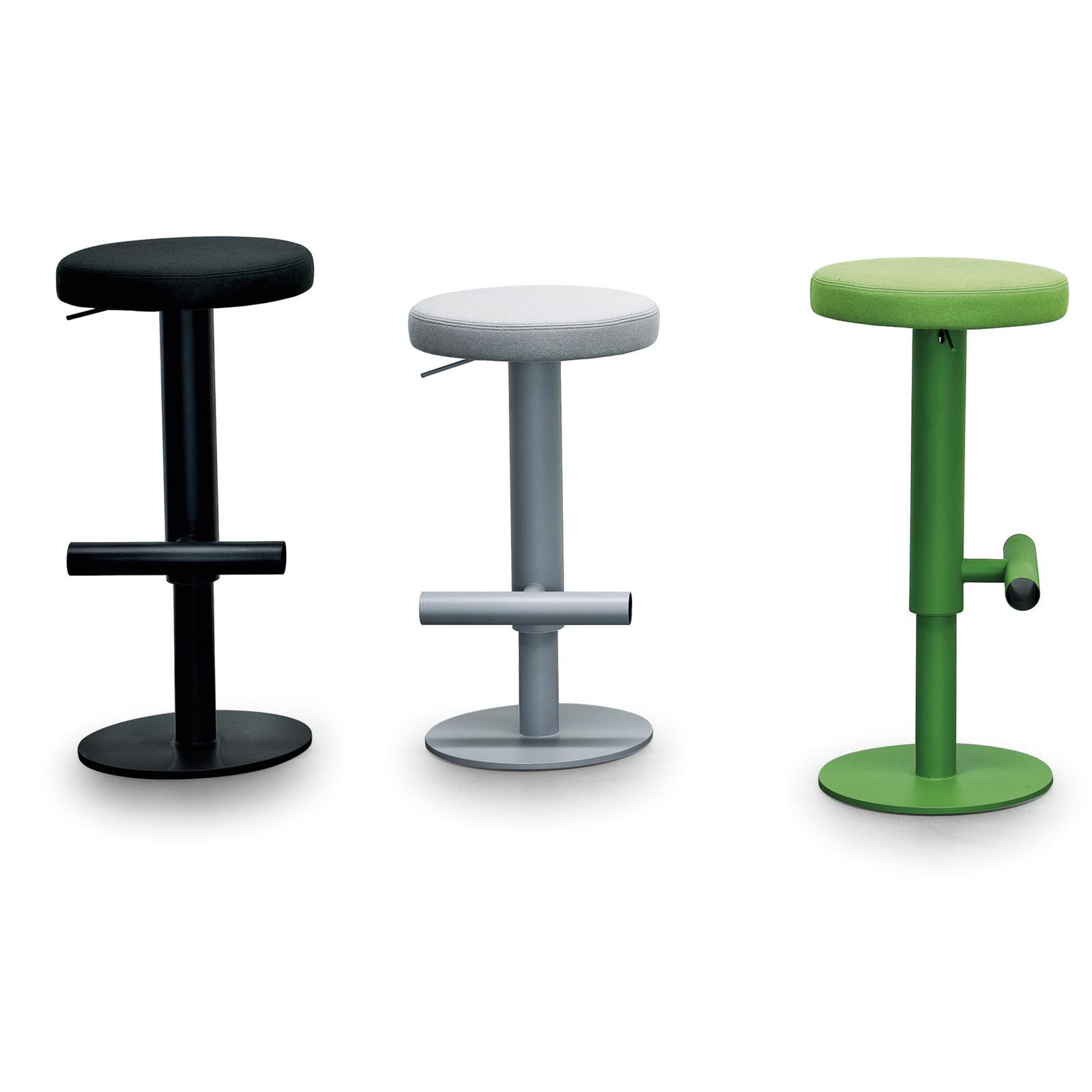 Designed by renowned British duo Pearson Lloyd, this stool is part of a collection featuring colorful and versatile pieces for a modern or contemporary home. It features a functional tubular structure that is sculptural and elegant. This piece