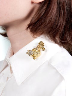 F.J. Cooper 1960's Diamond  18 Karat Yellow Gold Koi Fish Vintage Brooch