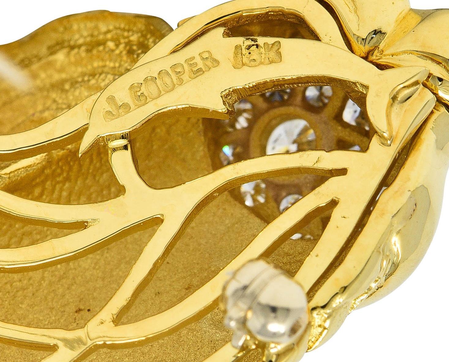 F.J. Cooper 1960's Diamond  18 Karat Yellow Gold Koi Fish Vintage Brooch For Sale 1