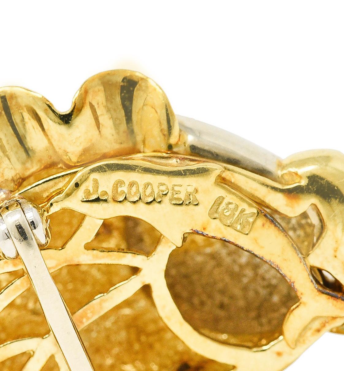 Brilliant Cut F.J. Cooper 1960's Diamond Pearl 18 Karat Two-Tone Gold Koi Fish Vintage Brooch