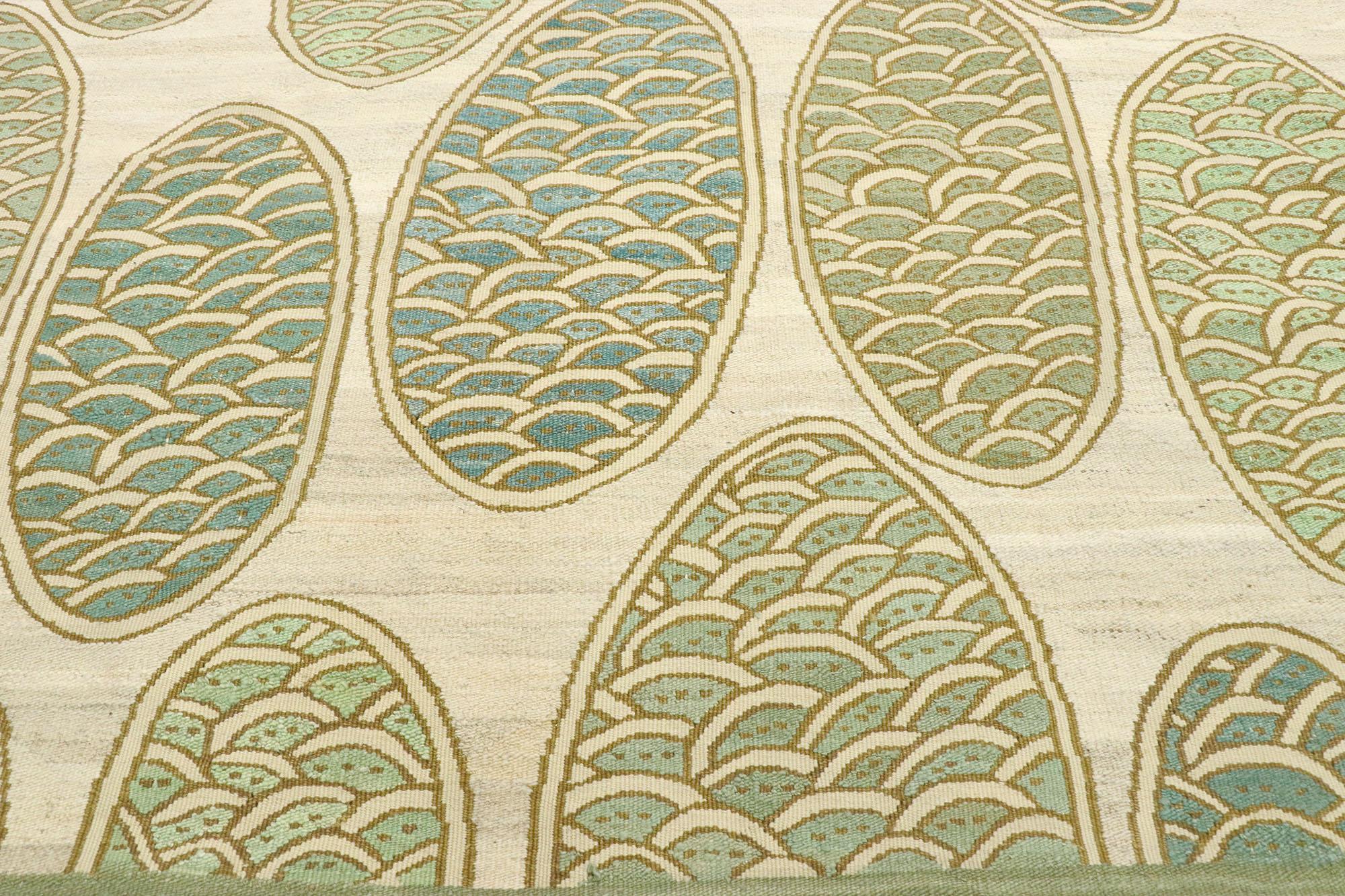 Antiker französischer Aubusson Art Deco-Teppich im Art déco-Stil mit biophilem Design (Handgewebt) im Angebot