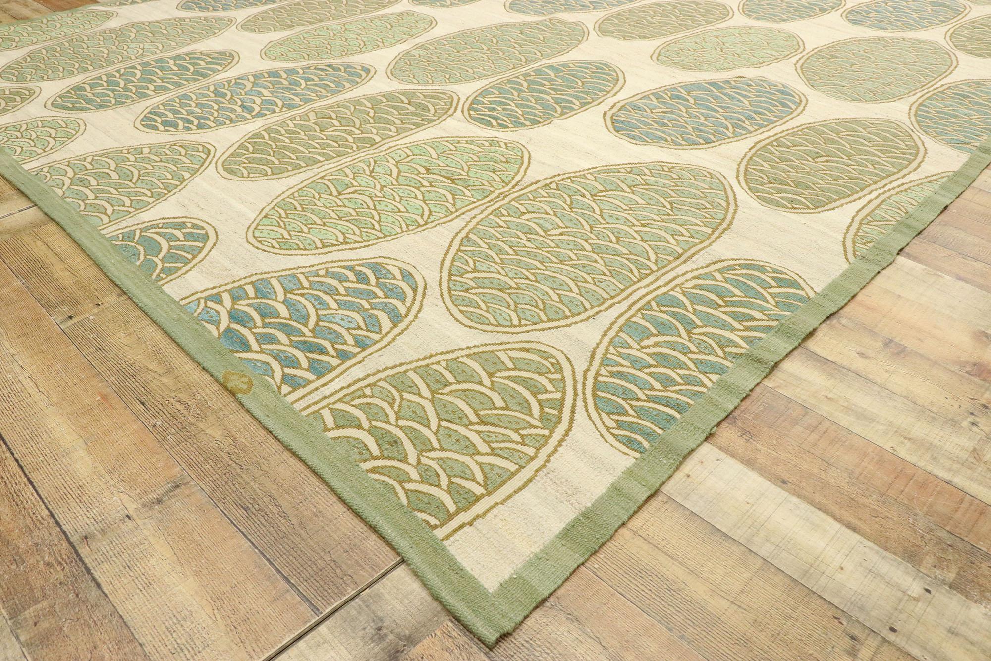 Antique French Aubusson Art Deco Rug with Biophilic Design For Sale 1