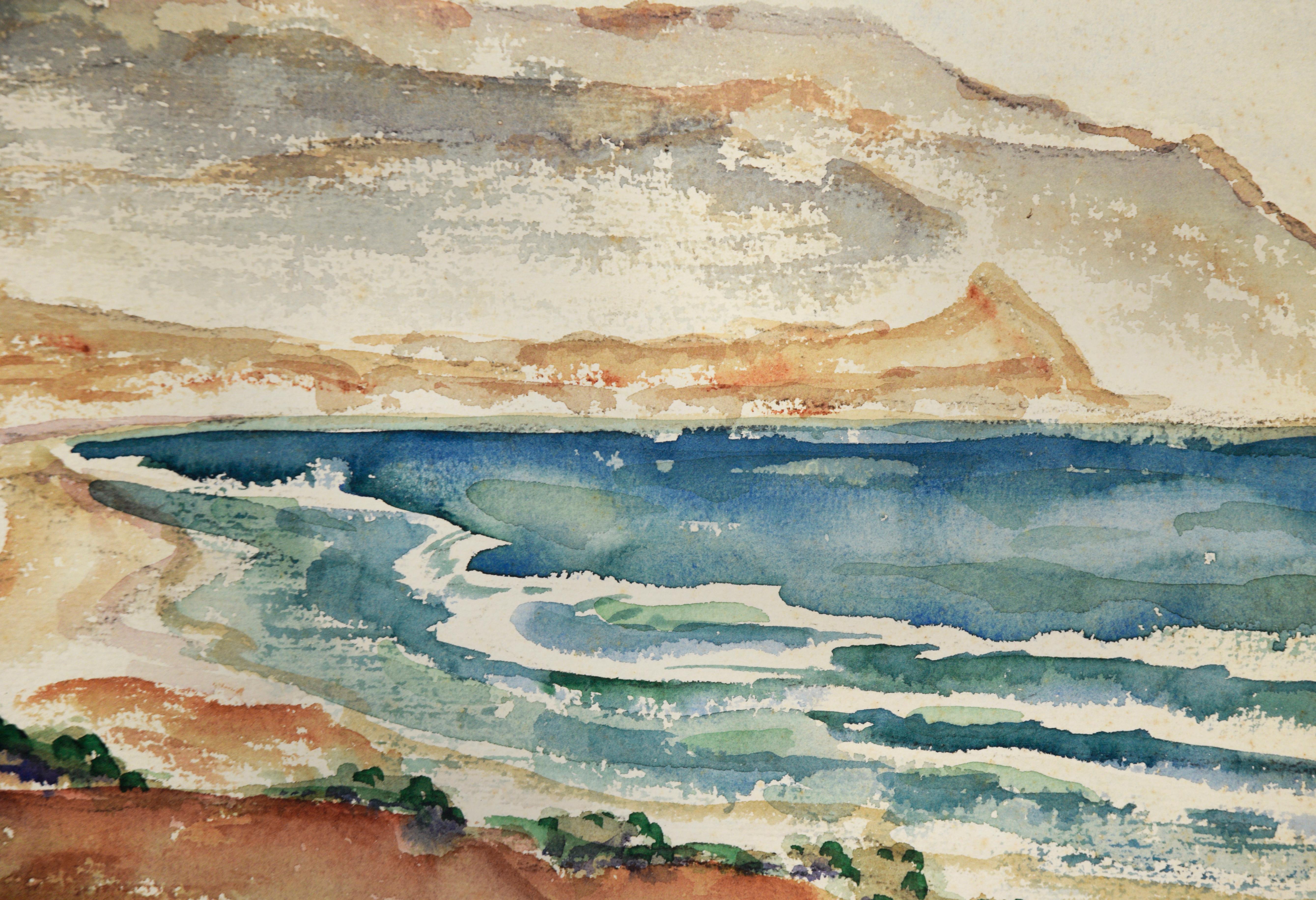 Hermosa Beach Küstenlinie - Aquarell auf Papier (Amerikanischer Impressionismus), Painting, von FJ Whitlock