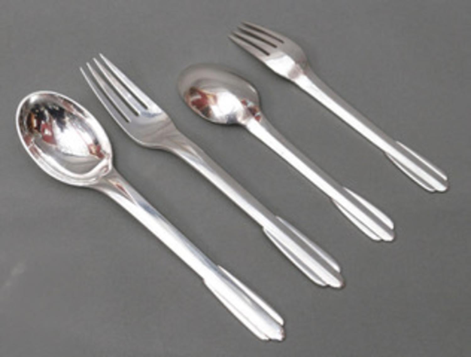 FJERDINGSTAD - Set de ménage ART DECO 78 Pieces en argent massif en vente 5