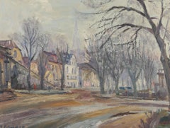 F.J.L. - 20th Century Oil, Street Scene with Figures