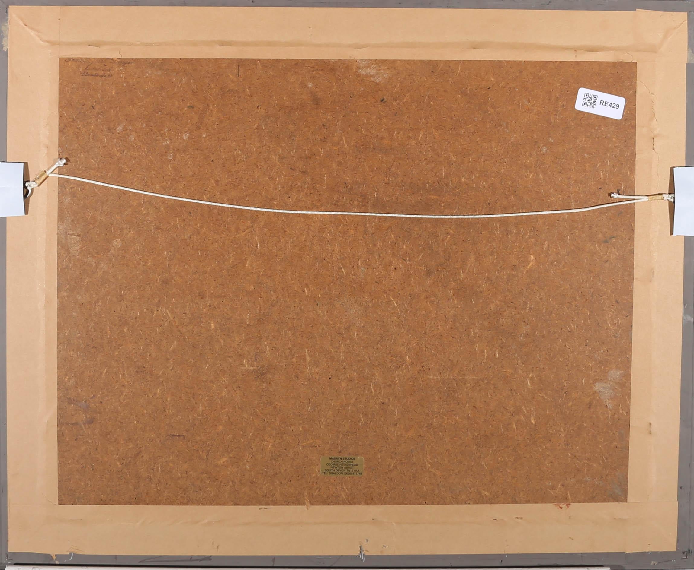 F.J.L. - Siglo XX Óleo, Escena callejera con figuras en venta 2