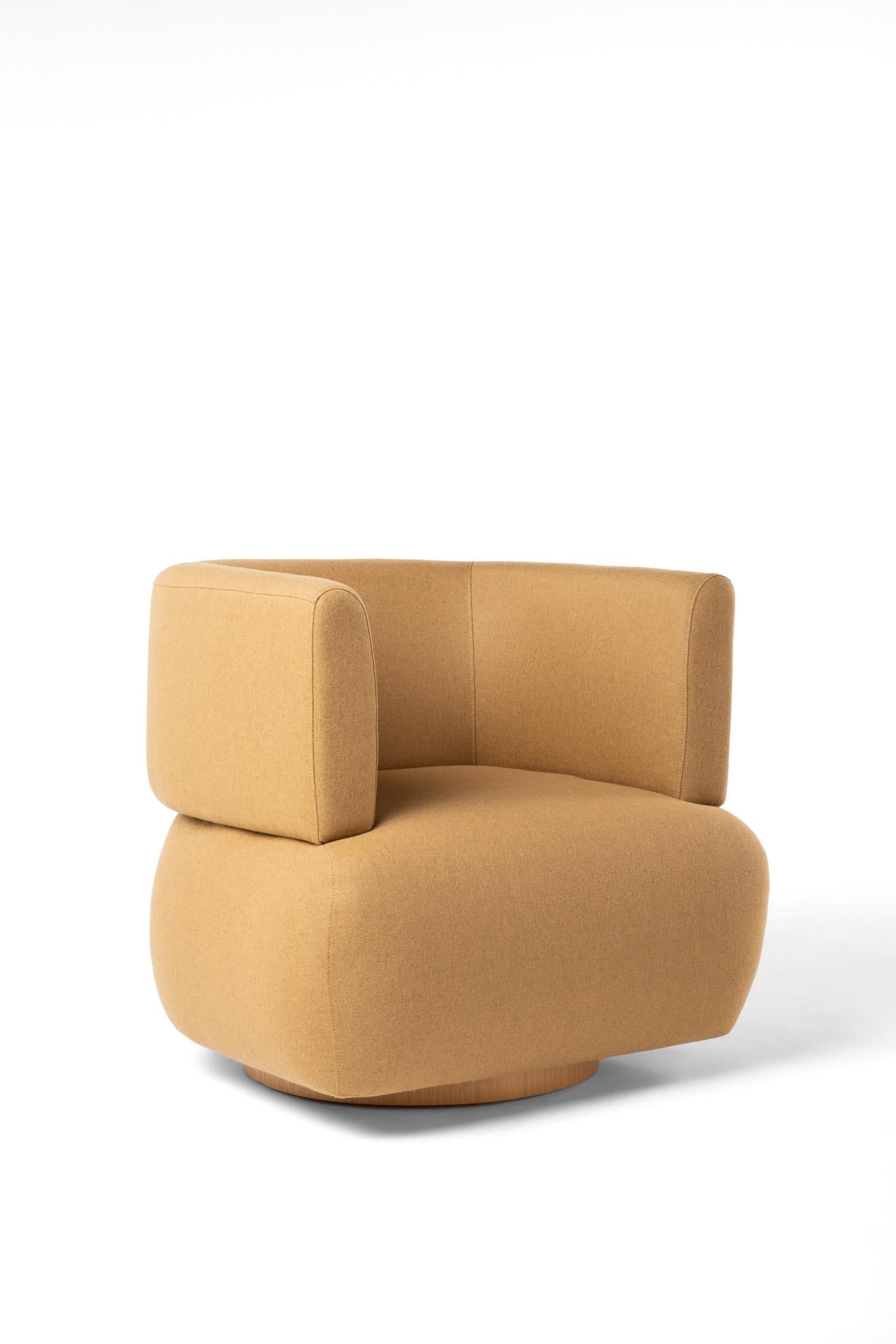 FJN Swivel Armchair in Wood — Minimalist Comfort Inspired by Finnish Livi For Sale 2