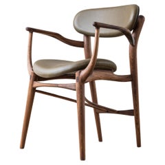 Fjoon Captain's Chair/Occasional Chair Leather/Walnut by Fernweh Woodworking