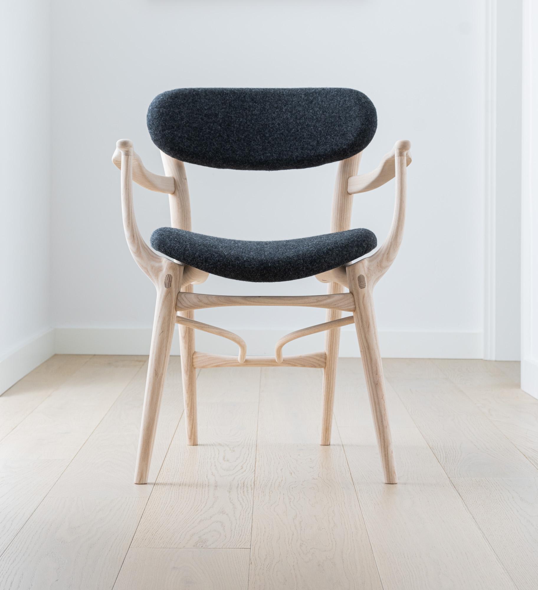 American Fjoon Captain's Dining Chair/Occasional Chair White Ash by Fernweh Woodworking For Sale