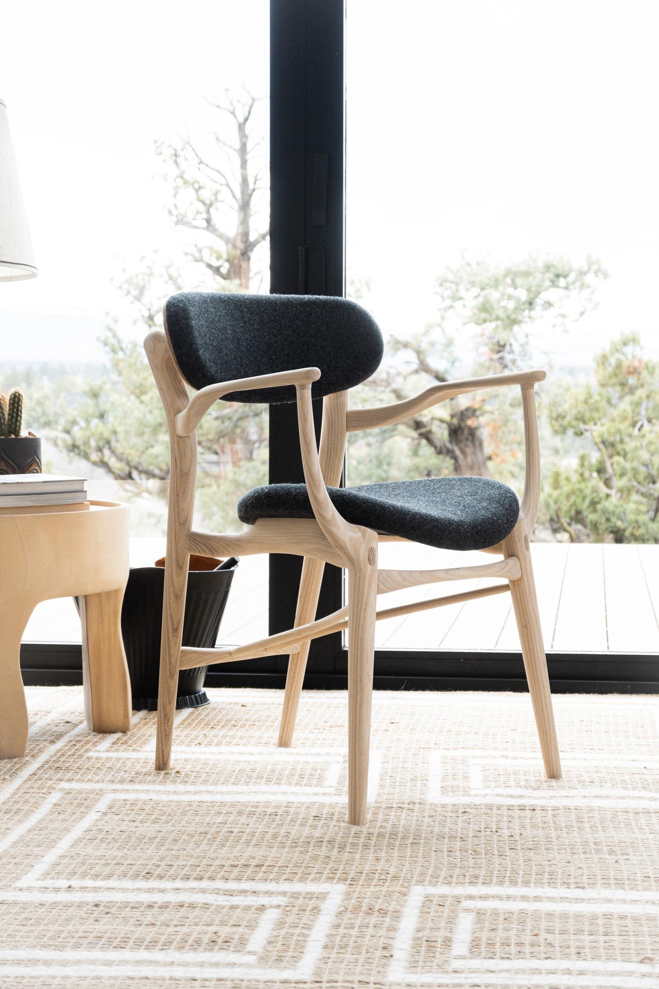 Walnut Fjoon Captain's Dining Chair/Occasional Chair White Ash by Fernweh Woodworking For Sale