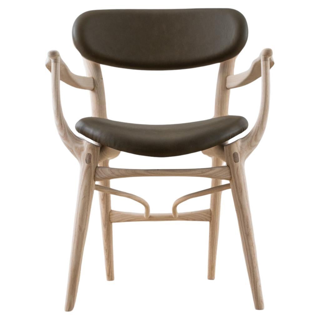 Fjoon Captain's Dining Chair/Occasional Chair White Ash by Fernweh Woodworking
