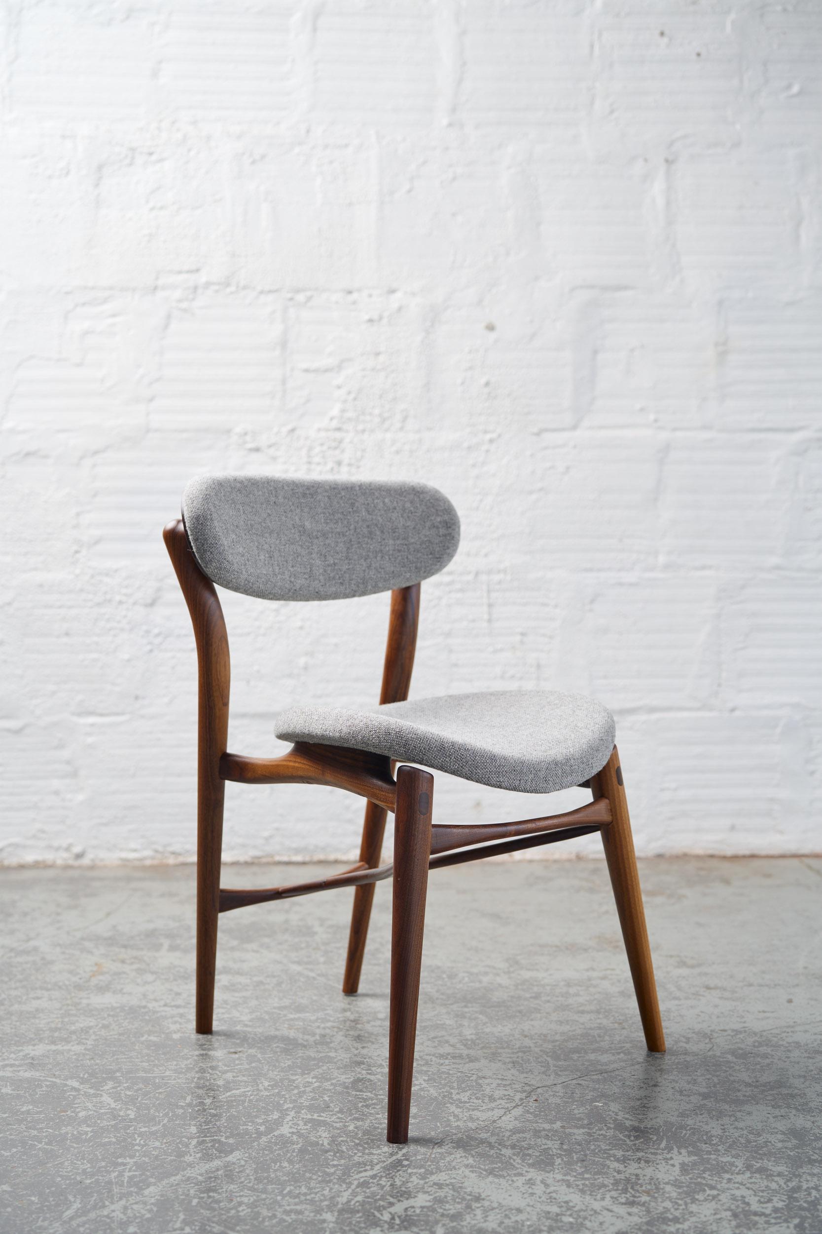 Scandinavian Modern Fjoon Chair, Dining Chair or Occasional Chair in Walnut by Fernweh Woodworking For Sale