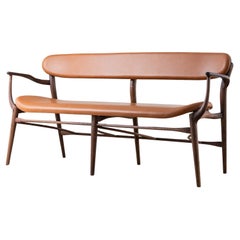 Fjoon Banco/Sillón Armado para Entrada, Cuero Nogal, Fernweh Woodworking
