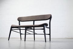Fjoon Entryway Bench/Settee, Hardwood Charcoal Ash and Wool, Fernweh Woodworking