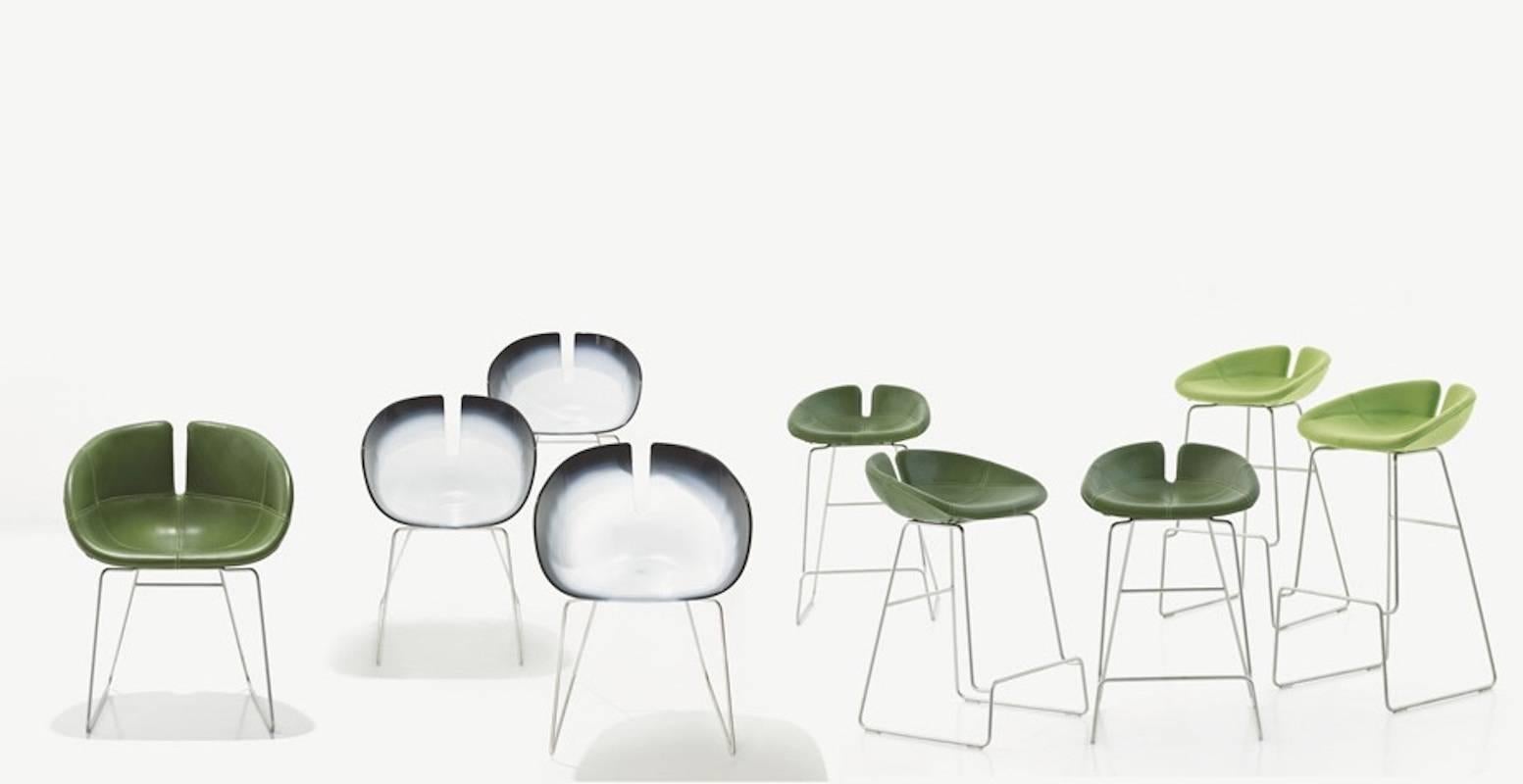 Fjord Bar Stool High by Patricia Urquiola for Moroso with Fabric or Leather Seat For Sale 9