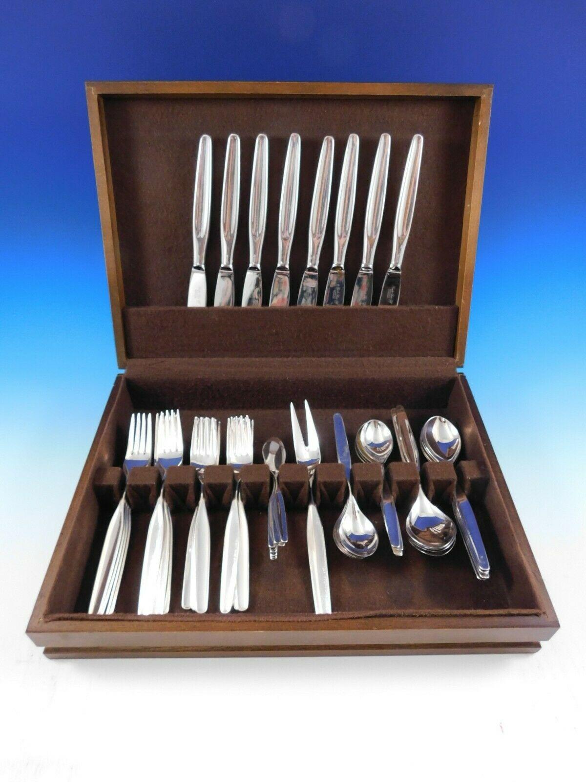 Rare Fjord by Th. Olsens 830 Silver Scandinavian Modern Flatware Set - 49 pieces. This set includes:

8 Dinner Knives, 8 3/4