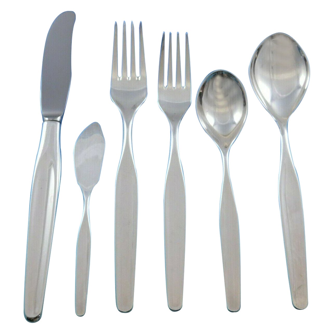 Fjord von Th. Olsens 830er Silberbesteck-Set 49 Teile Norwegisch Modern