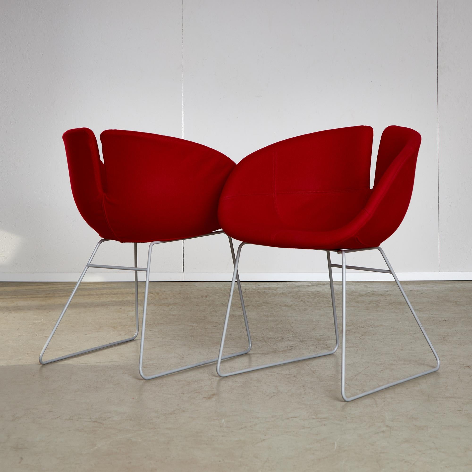 Italian Fjord Chairs in Red by Patricia Urquiola for Moroso, 2002 For Sale