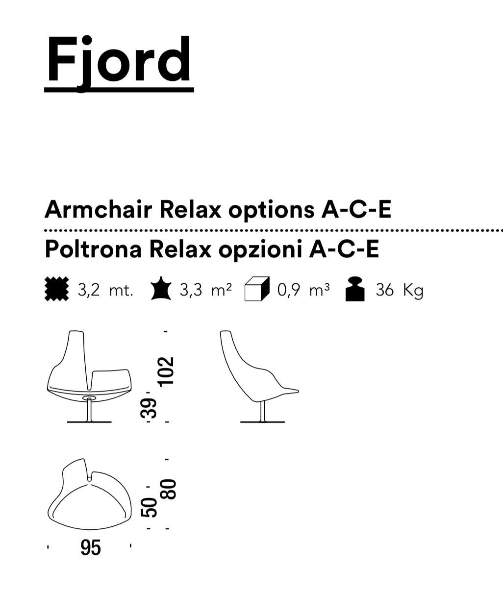 Fjord Relax Revolving Armchair by Patricia Urquiola in Fabric or Leather For Sale 12