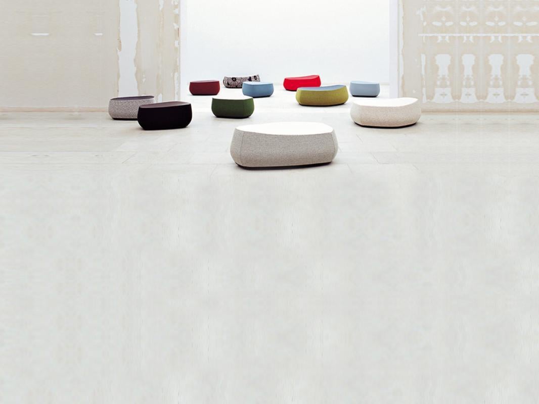Fjord Stools Small, Medium or Large in Fabric or Leather Body and Leather Top For Sale 8