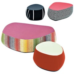 Fjord Stools Small, Medium or Large in Fabric or Leather Body and Leather Top