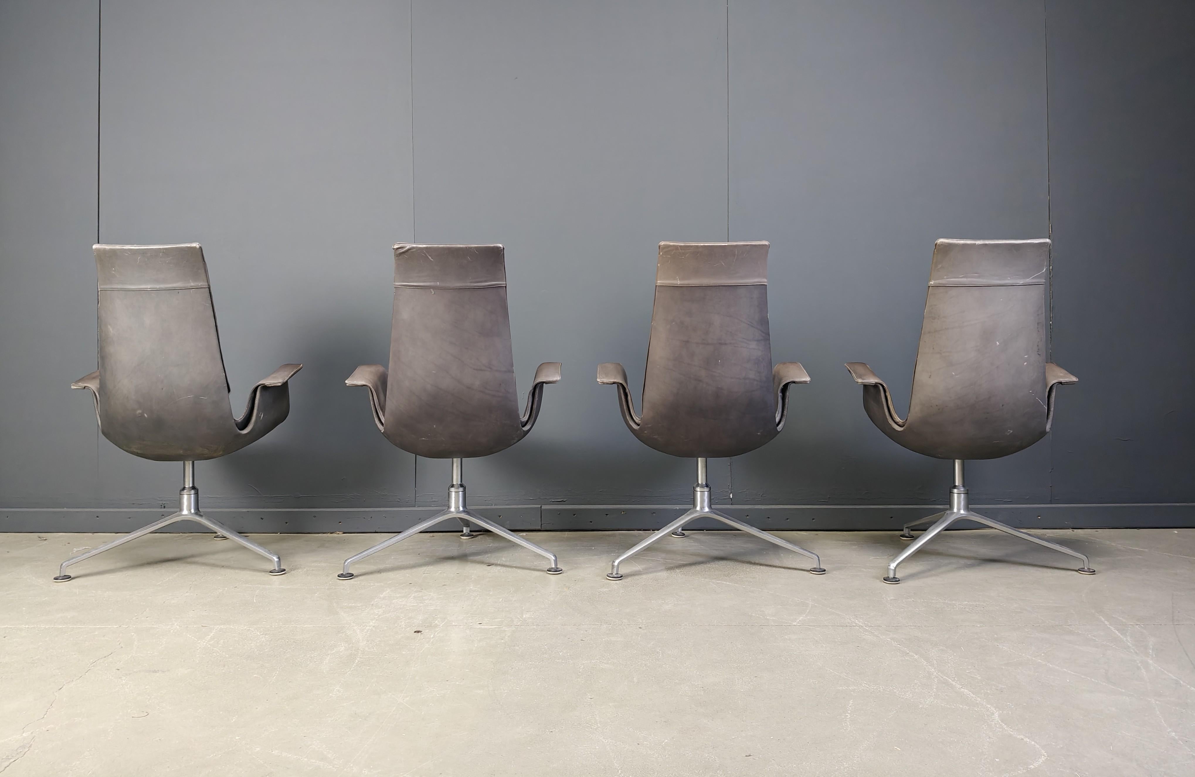Leather Fk 6725 Chairs by Preben Fabricius & Jørgen Kastholm for Walter Knoll, 1960s For Sale