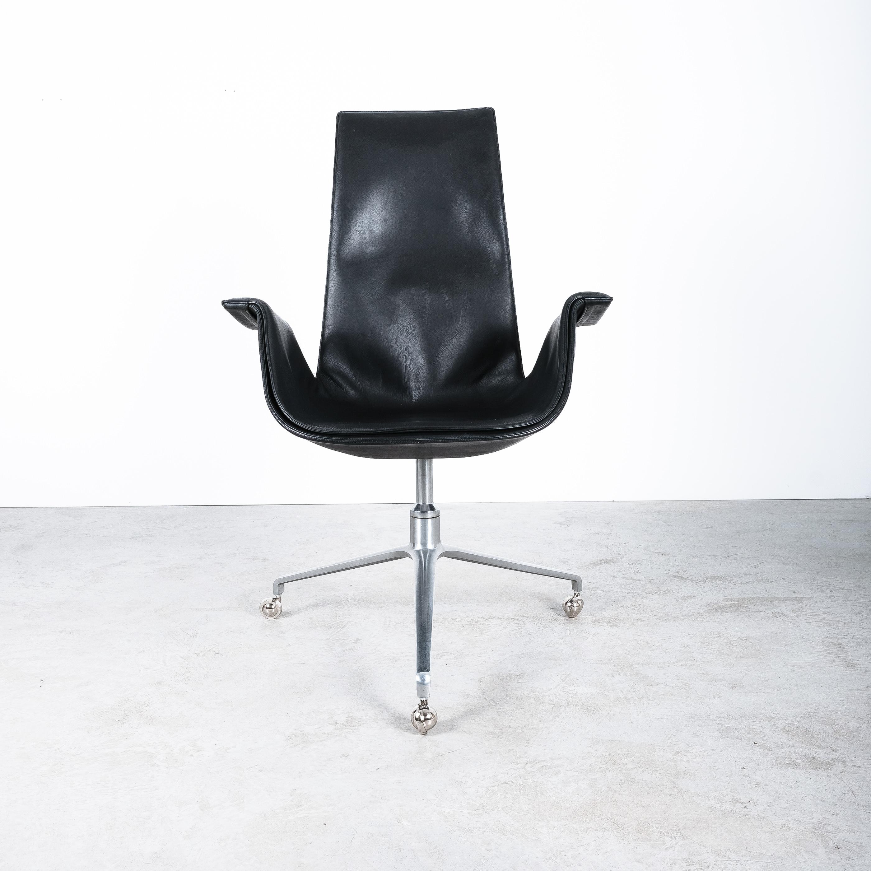 Original midcentury black leather desk chair (seat height 19