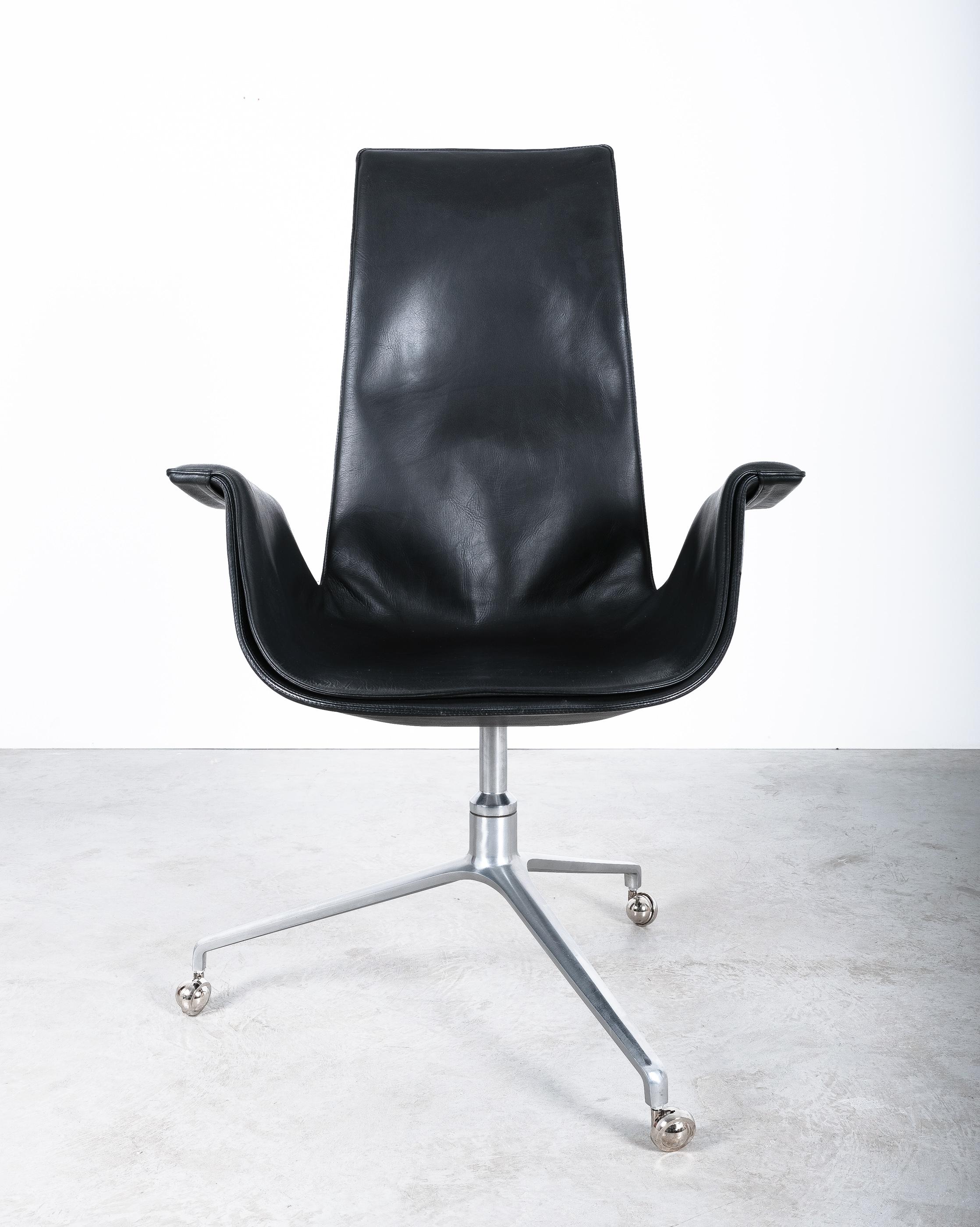 Steel FK 6725 Fabricius and Kastholm Black High Back Bird Desk Chair, 1964