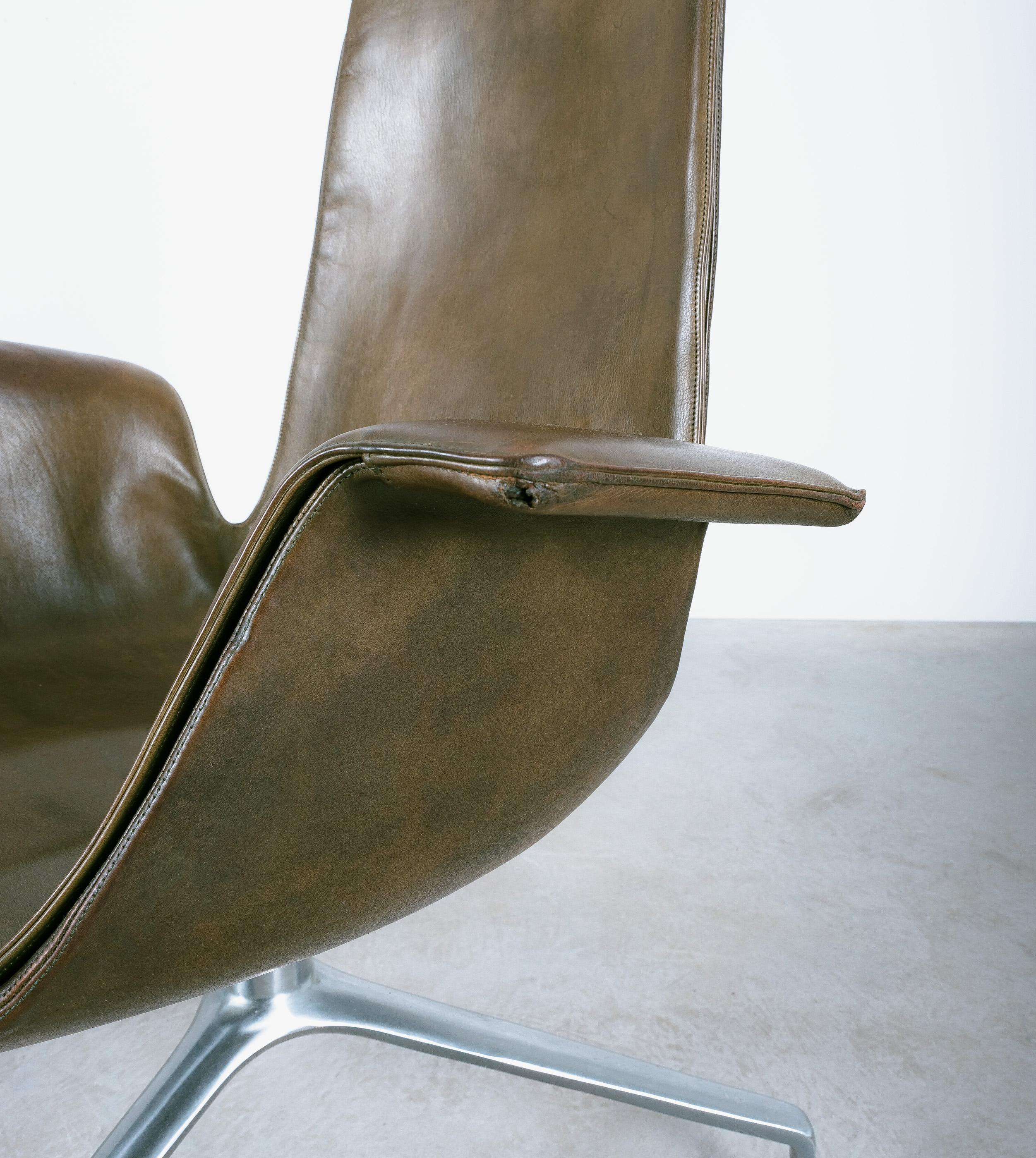 FK 6725 Fabricius and Kastholm Moss Green High Back Bird Desk Chair, 1964 1