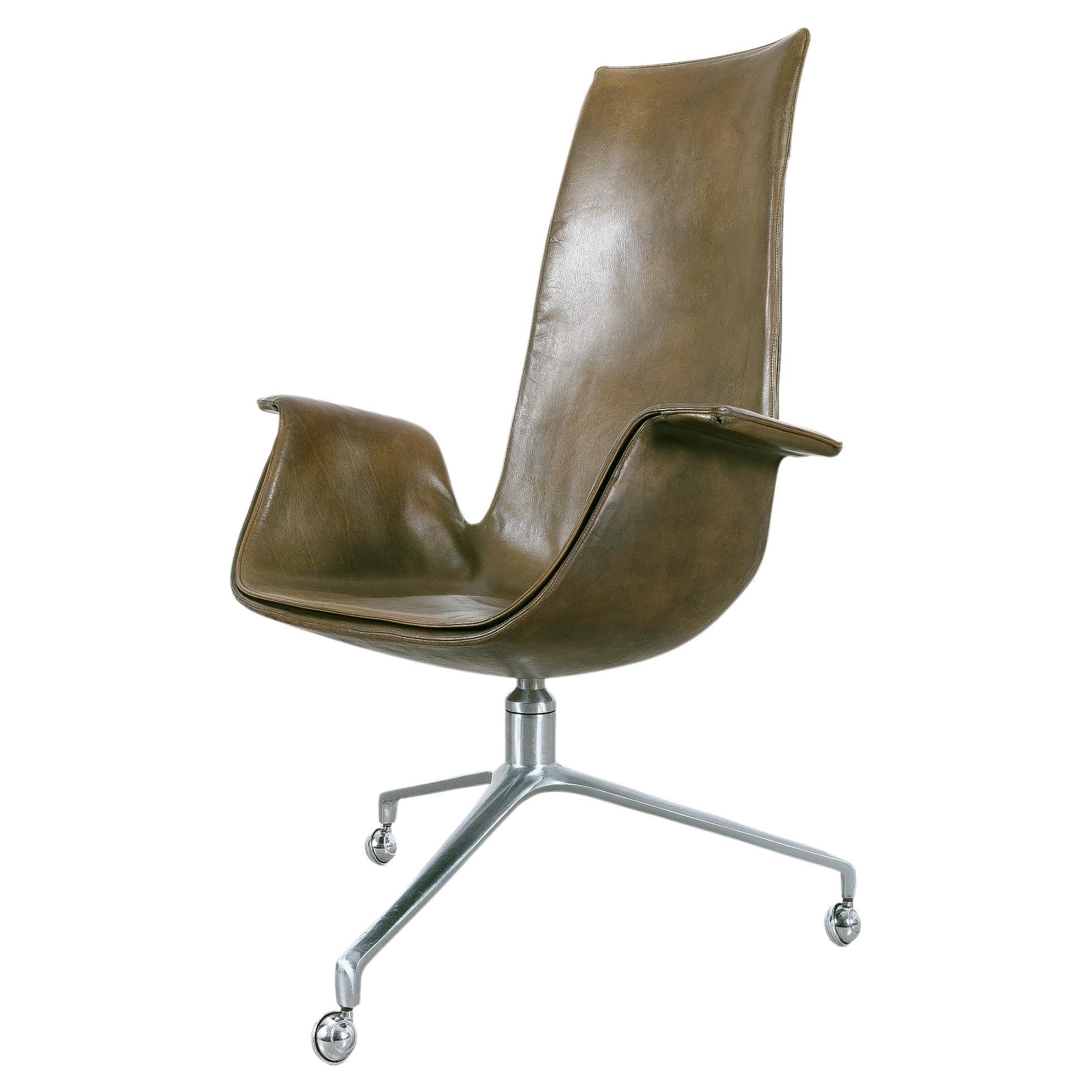FK 6725 Fabricius and Kastholm Moss Green High Back Bird Desk Chair, 1964