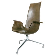 Used FK 6725 Fabricius and Kastholm Moss Green High Back Bird Desk Chair, 1964