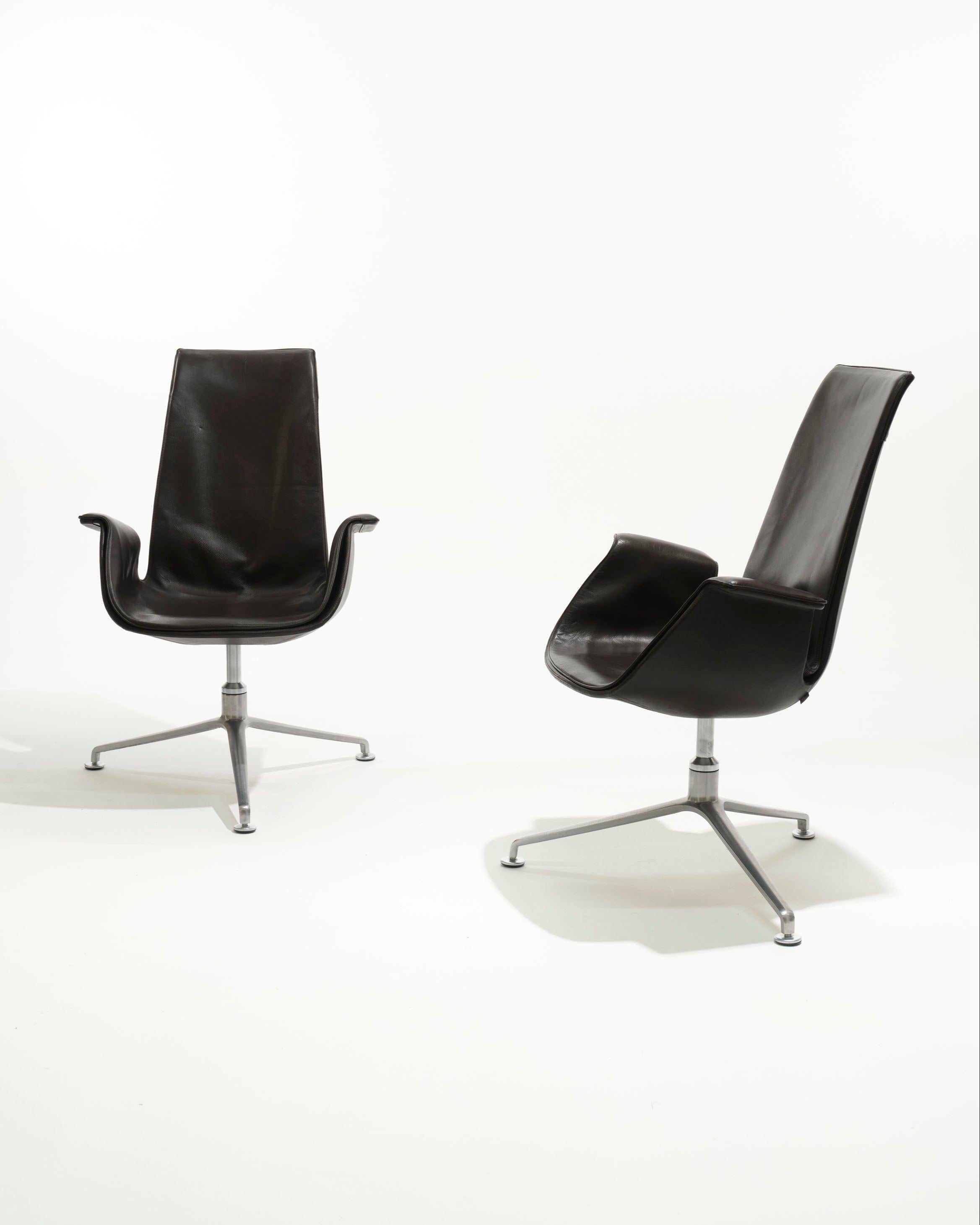 Sillones de cuero FK 6725, Knoll, Fabricius & Kastholmon, años 60 en venta 12