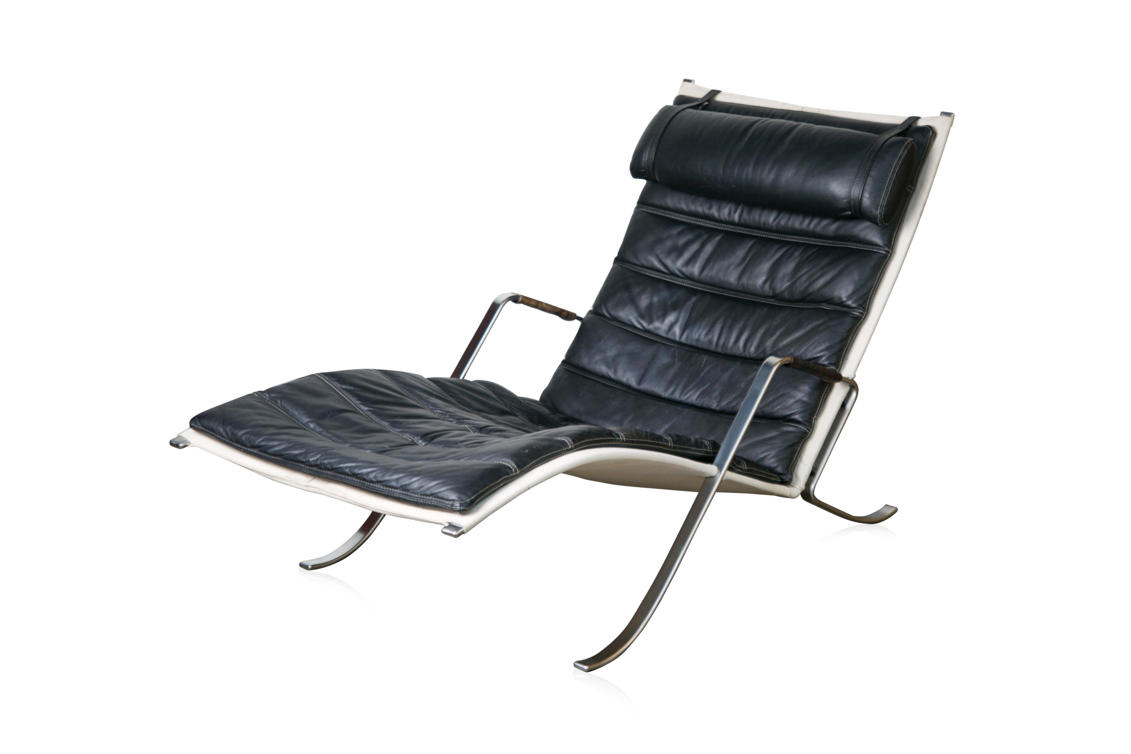 Stainless Steel FK-87 Grasshopper Chaise by Fabricius & Kastholm for Alfred Kill, circa 1960