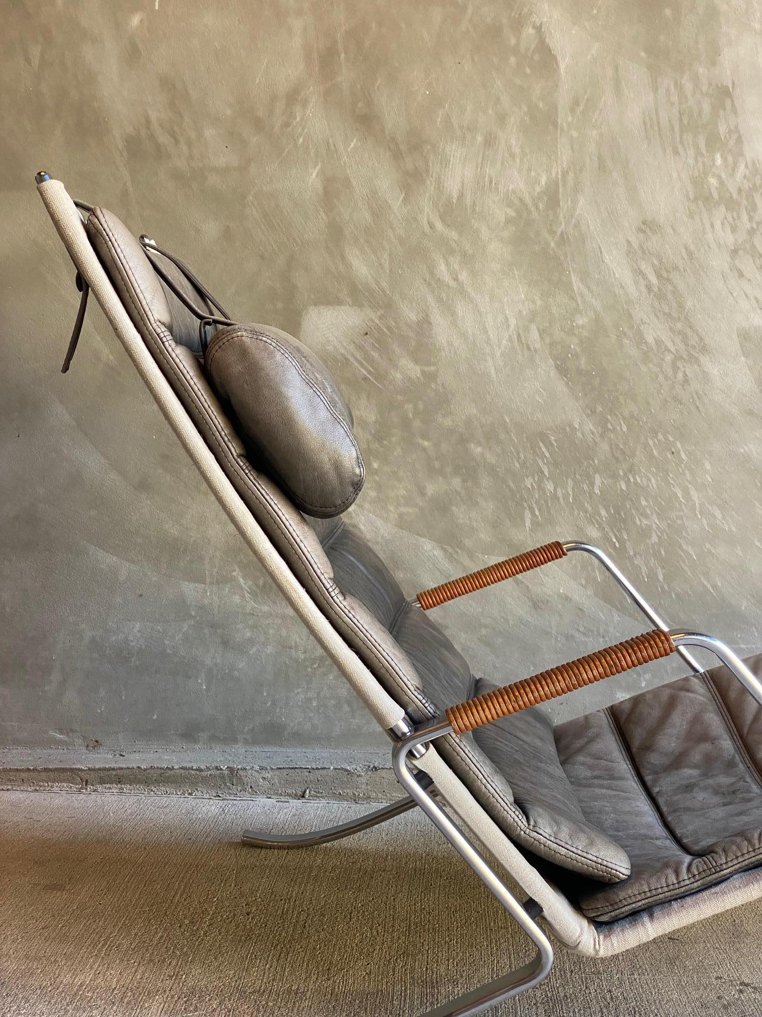 Steel FK-87 Grasshopper Chaise by Fabricius & Kastholm for Alfred Kill, Germany, 1960s For Sale