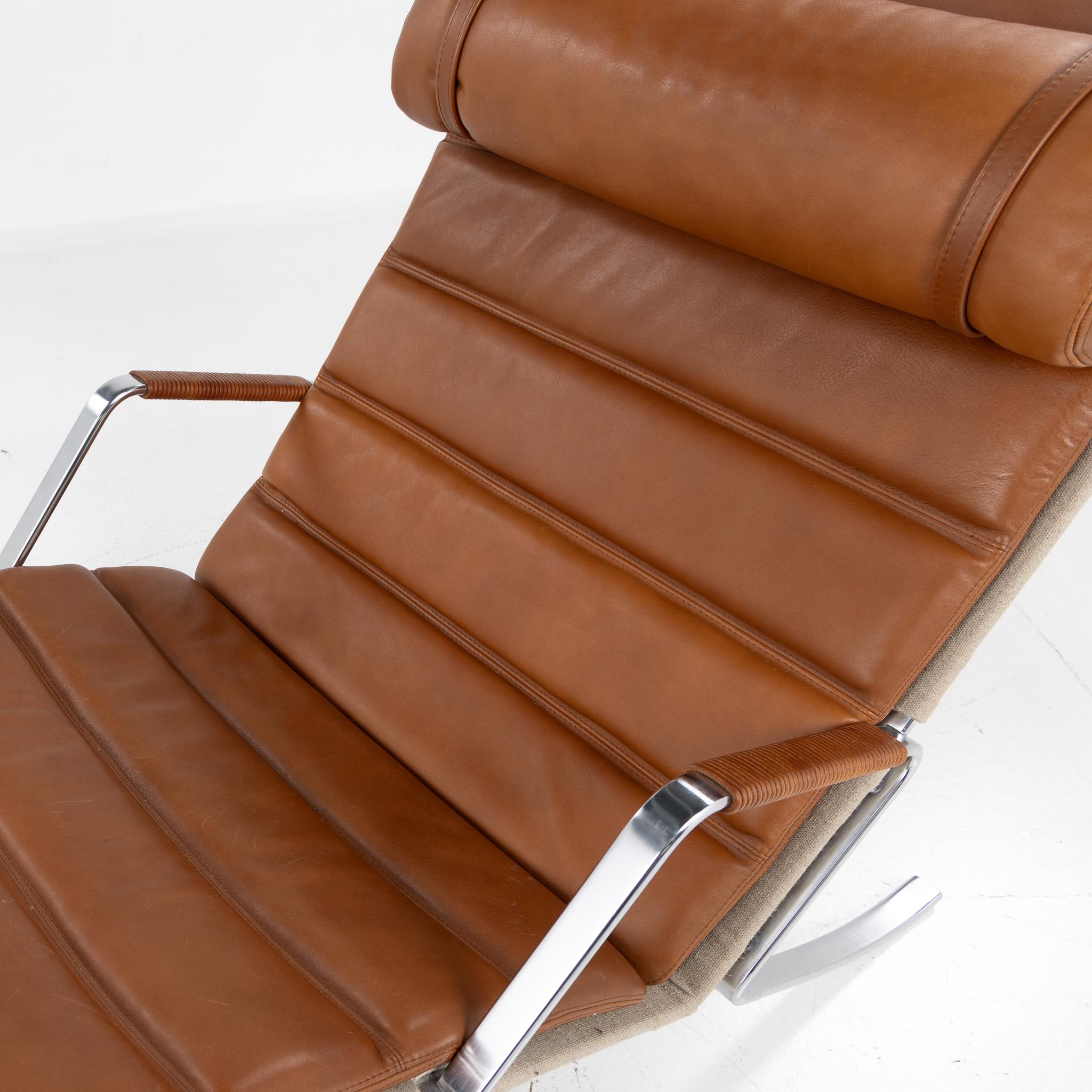 FK 87 Grasshopper Chaise Longue de cuero coñac siglo XX en venta