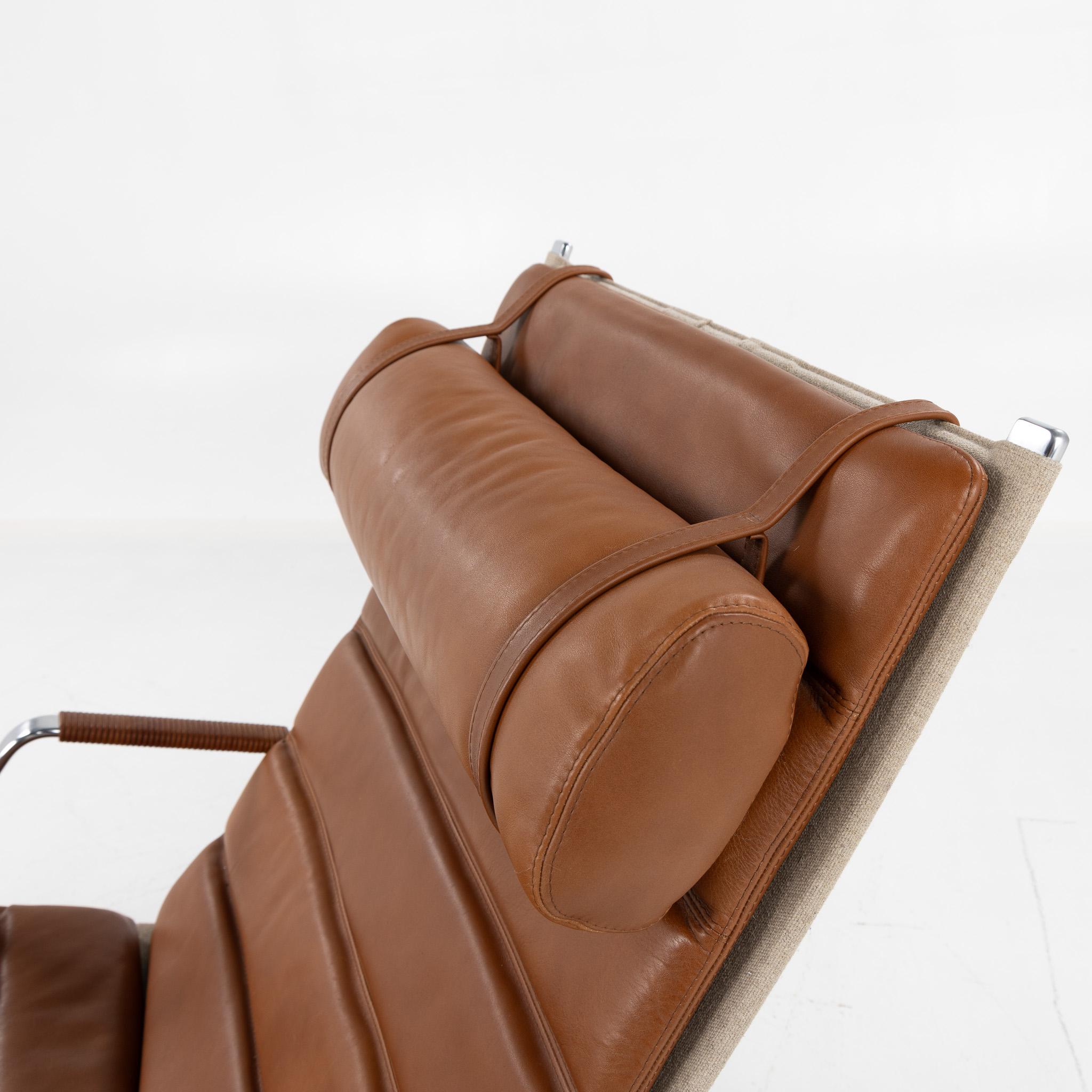 FK 87 Grasshopper Chaise Longue de cuero coñac en venta 1