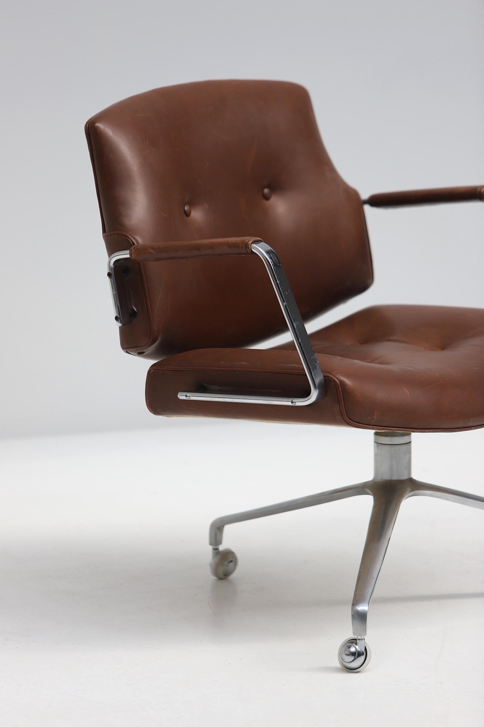 Mid-Century Modern Fk84 Chocolatebrown Leather Office Chair by Preben Fabricius and Jorgen Kastholm