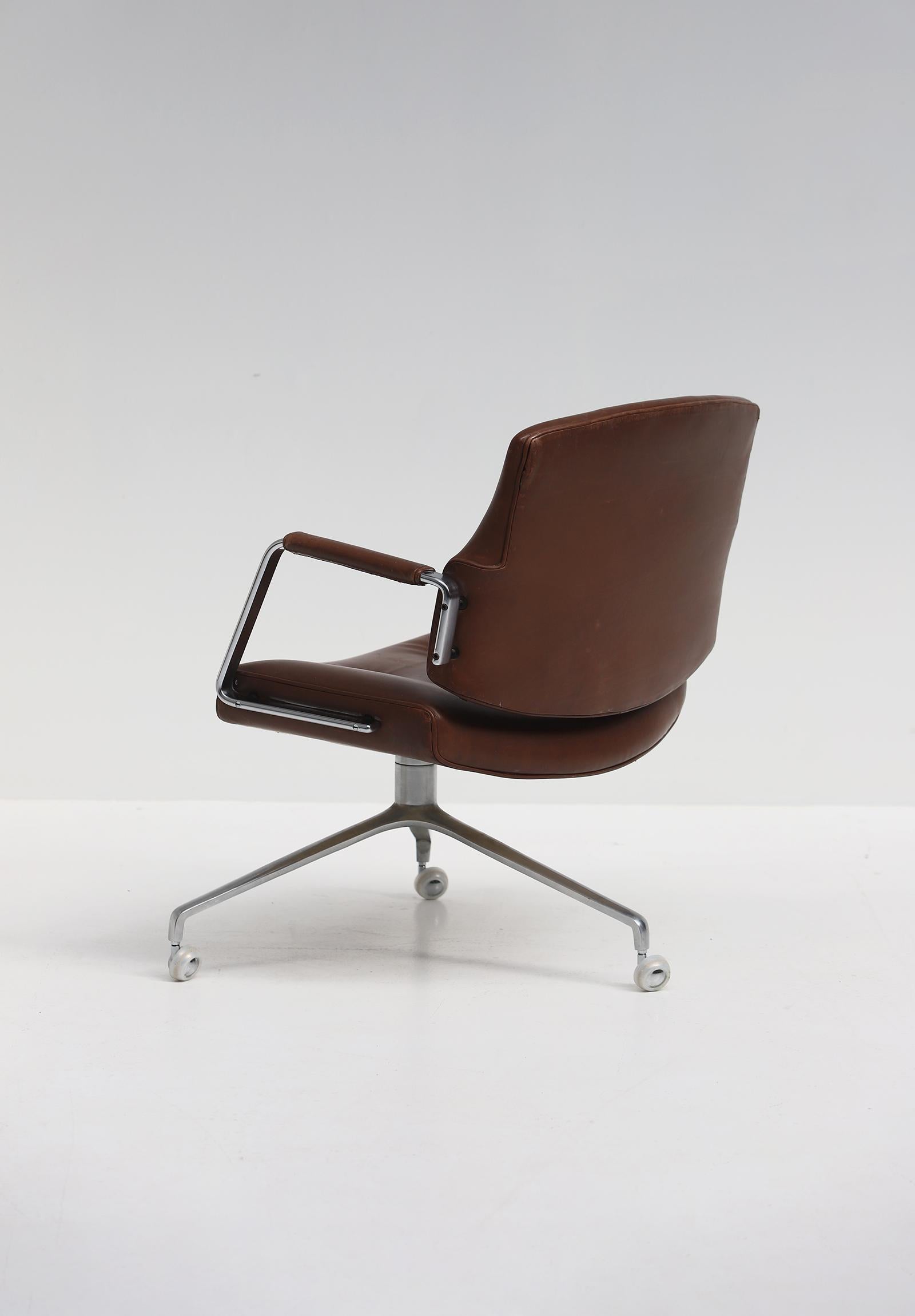 Late 20th Century Fk84 Chocolatebrown Leather Office Chair by Preben Fabricius and Jorgen Kastholm