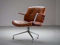 FK84 Desk Chair by Fabricius and Kastholm in cognac Leather, Denmark, 1960's