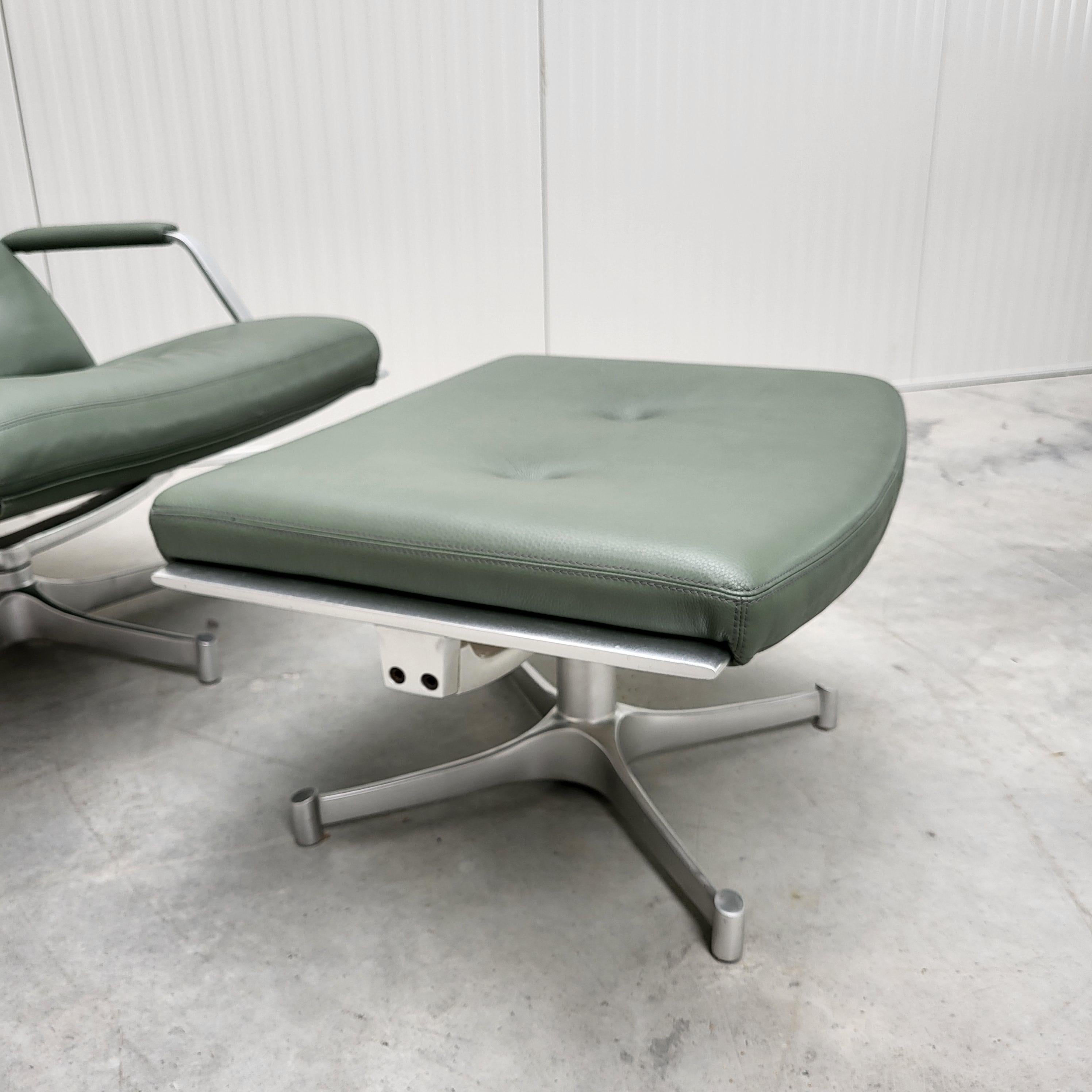 Aluminum FK85 Lounge Chair & Ottoman by Fabricius & Kastholm Kill International 1960s For Sale