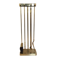 FKNR Brass Set of Fire Tools with Stand, 1970s